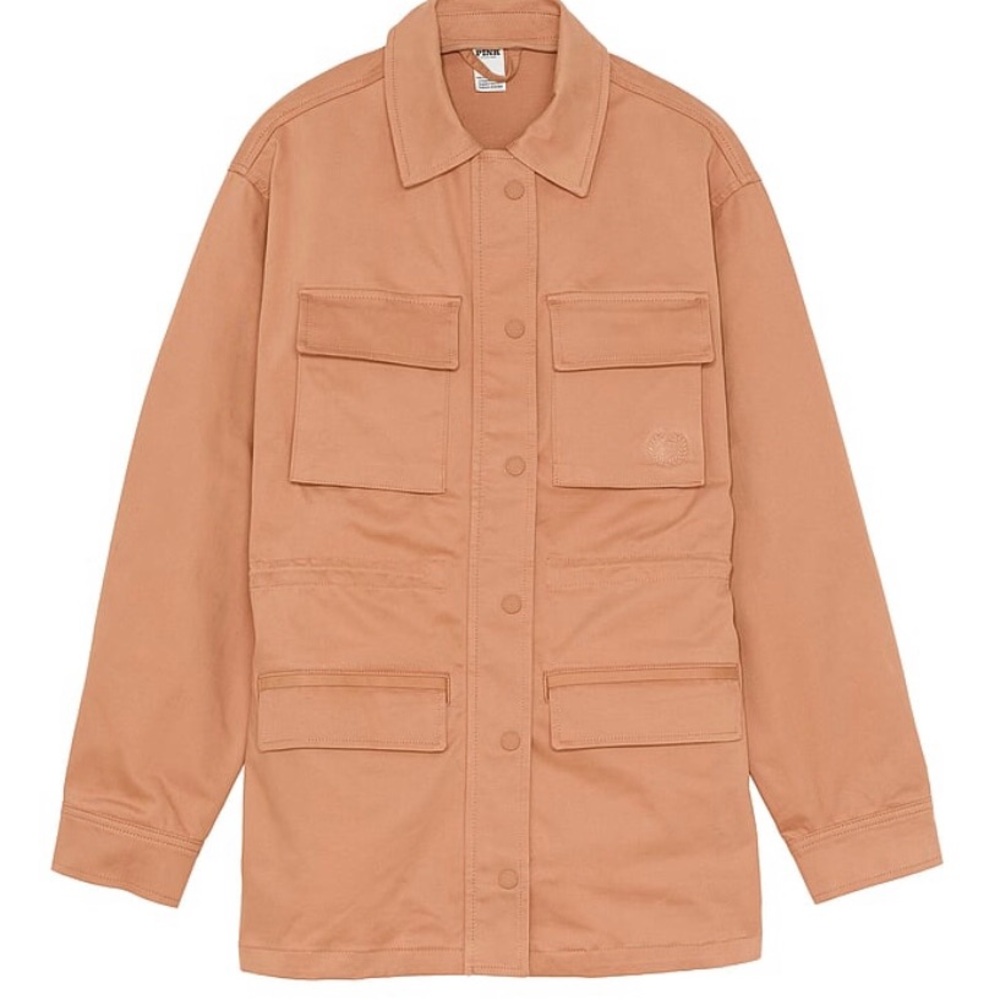 NWT PINK Victoria’s Secret cargo Utility Jacket in Toffee color. Size Large